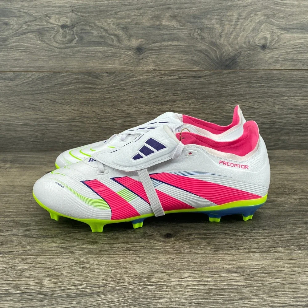 Adidas Predator League FT Soccer Cleats Mens 8 White Pink ID1320 Foldover Tongue